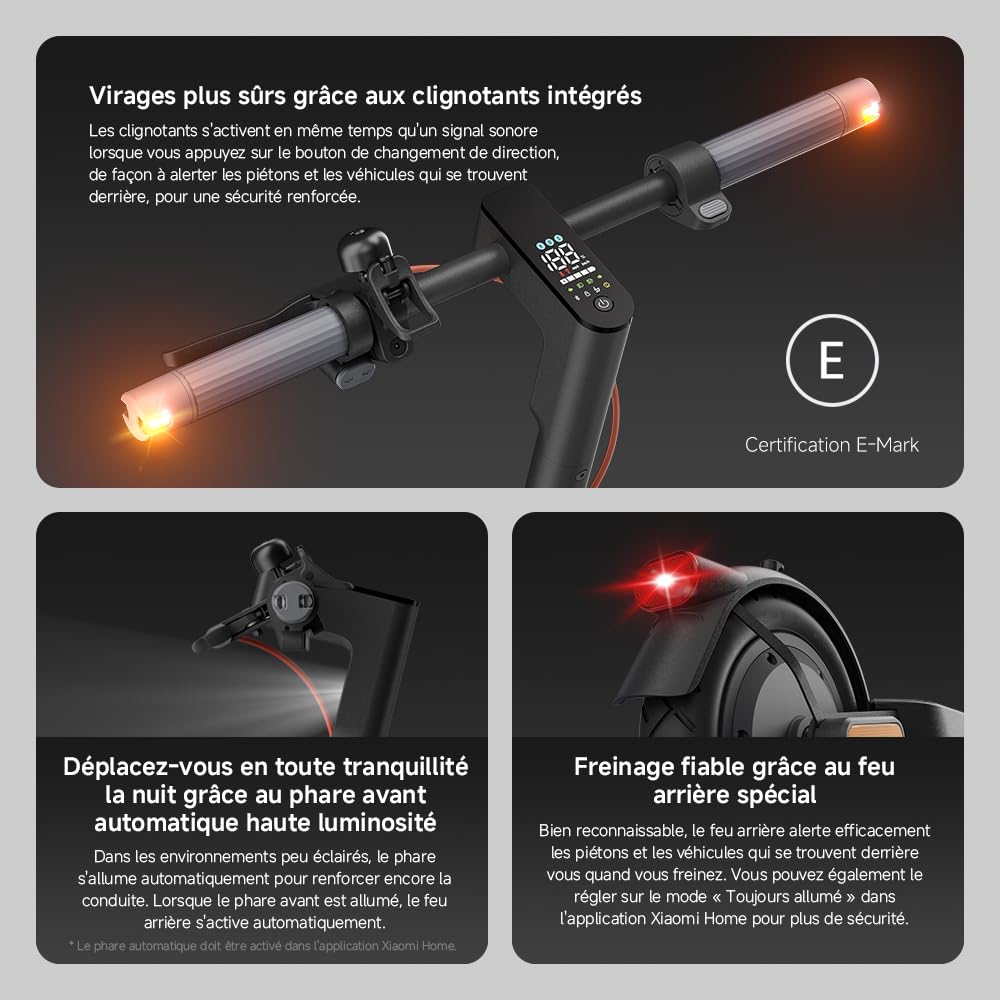 Xiaomi Electric Scooter 5 – Amortisseurs Doubles Ressort Avant – 60km Autonomie Étendue – Pneus 10' Tubeless – Moteur 700W Max – Pente 18%