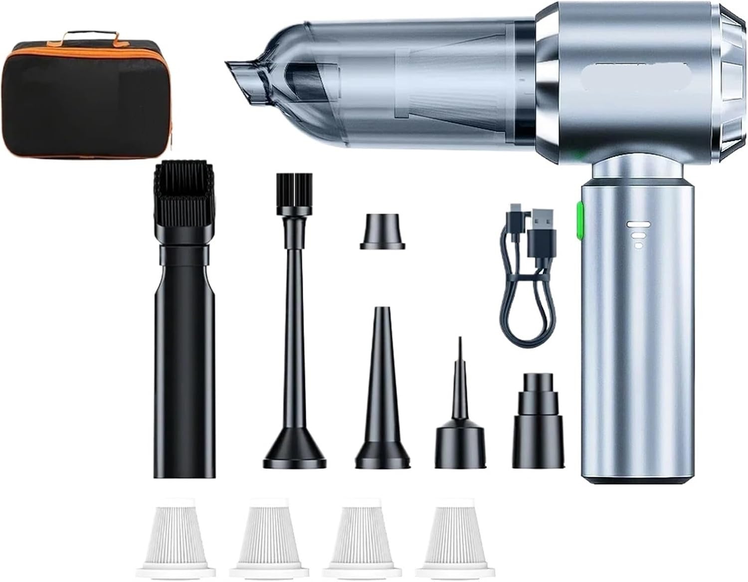 985000PA Car Vacuum Cleaner Mini Wireless Handheld Cleaning Machine for Keyboard Powerful Portable Vacuum Cleaner for Car(Max Silver 4hapa Bag)