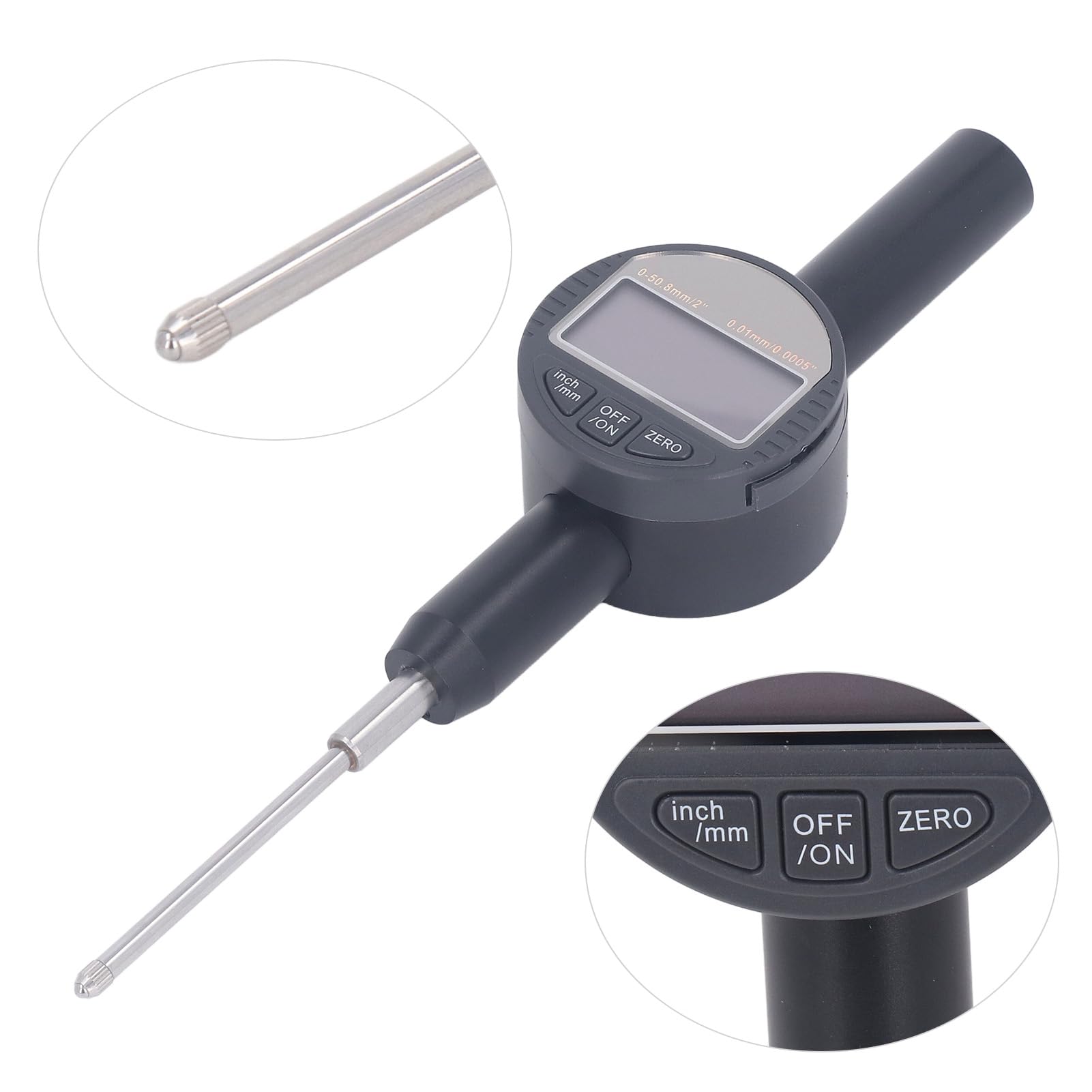 Yosoo Health Gear Digitale Messuhr, Aluminiumlegierung, Elektronische Messuhr, 0 Bis 50,8 Mm Bereich, 0,01 Mm Auflösung, 4-stelliges LCD, RS232-Ausgang für Maschinen, Industrieprozesslabor