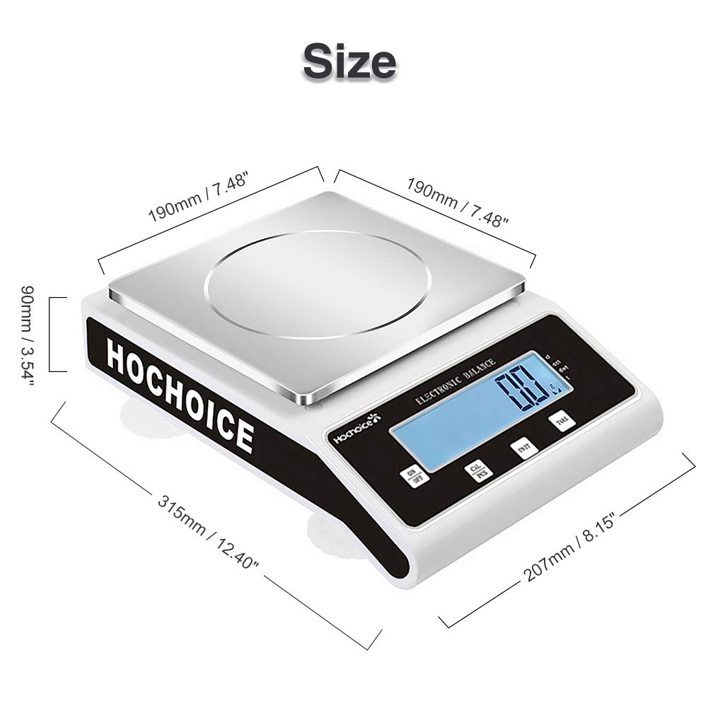 Lowest Price Hochoice Accuracy:0.1g Laboratory Digital Analytical Balance High-Precision Electronic Scales Industrial Scale Jewelry Scales Strain Sensor Square pan(MAX Capacity:10000g, Accuracy:0.1g)