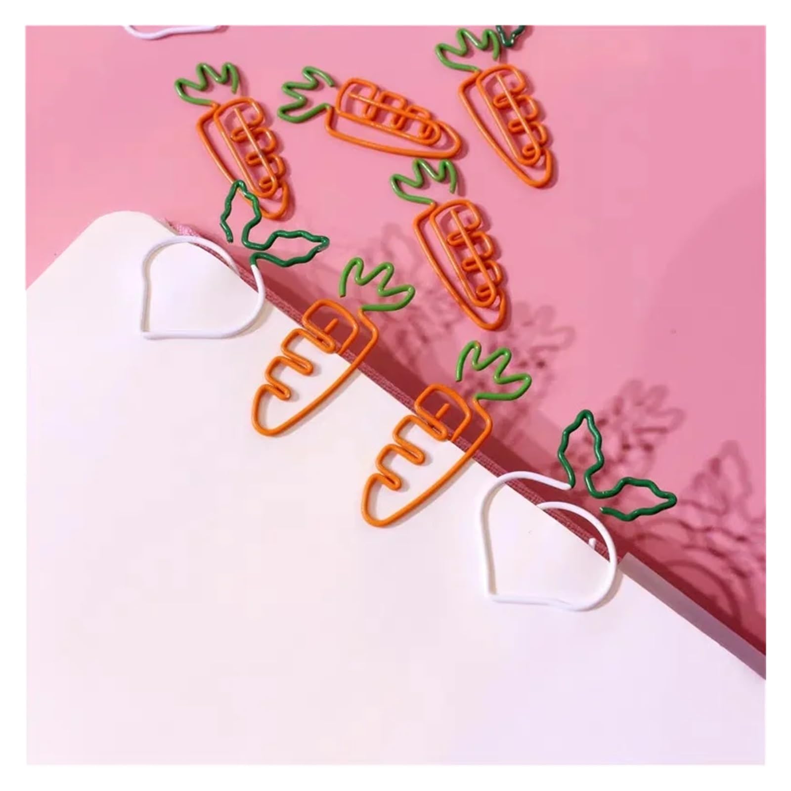 Plastikowe spinacze do papieru, 60 szt., kawaii, kształt marchewki, szkoła, artykuły biurowe, papierowe, klips, zakładka, prezent, artykuły pa (żółte)