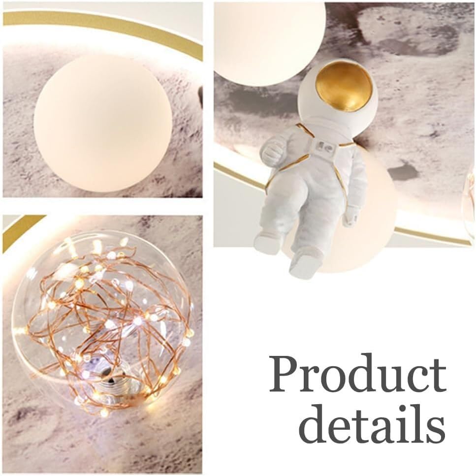 Planet LED Ceiling Lamp, Dimmable Astronaut Ceiling Light with Remote Control, Modern Interior Cartoon Ceiling Lighting Fixtures for Kid's Room Boys Room Nursery Toys Room-19.7''/55W