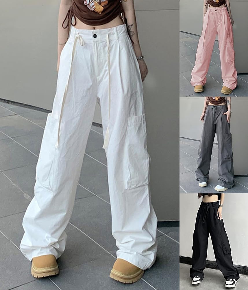 Pantaloni Cargo Donna Y2K Baggy A Vita Alta – Con Tasche Laterali – Stile Hippie Streetwear – Taglie EU - 5