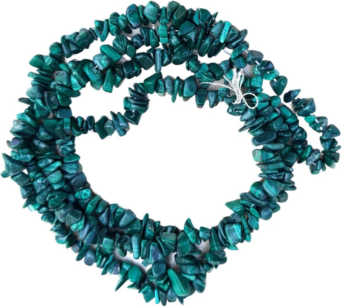 Maitri ExportMaitri Export Natural Crystal - Stone/Beads/Gemstone Chips Loose Beads in String for Making Necklace/Jewelry/Bracelet/Mala (Malachite)
