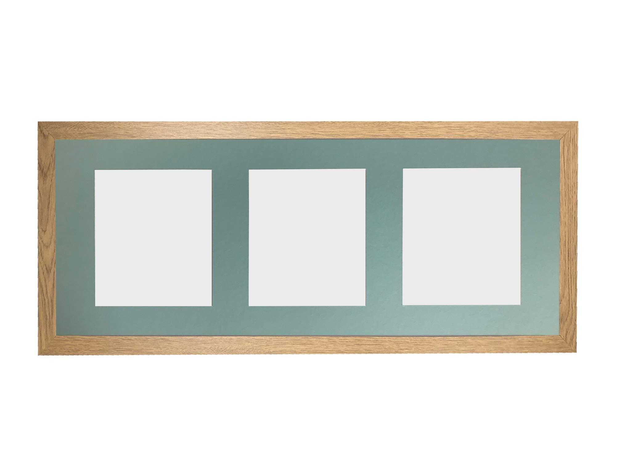 Frames By Post Oak Frame And Blue Multi Mount H7 Oak Picture Photo Frame With Blue 7 X 5 Inch Three Aperture Long Mount