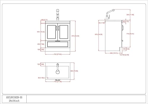 Miniatura 12 de SIMPLIHOME Cardinal - Armario de lavandería de transición de 28 pulgadas con grifo y fregadero de acero inoxidable en color blanco, para lavadero y