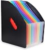 KXF Expanding File Folder 13 Pockets Plastic A4 Concertina Expandable File Organiser Desk Filing Storage Box Self-Standing Portable Accordion Filing Holder Home Office Documents Portfolio Folders