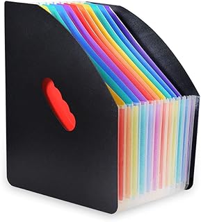 SAYEEC 13 Pockets Accordion File Organizer Desk Storage Expanding File Folder A4 Documents Letter Size Organiser Stand Rai...