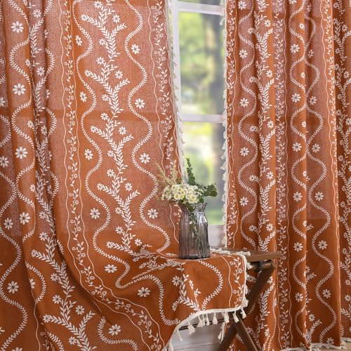 Schweek Terracotta Curtains 84 Inch Length Boho...