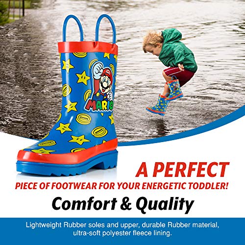 Nintendo Super Mario Rain Boots - Size 1 Little Kid Blue/Red #TOP3