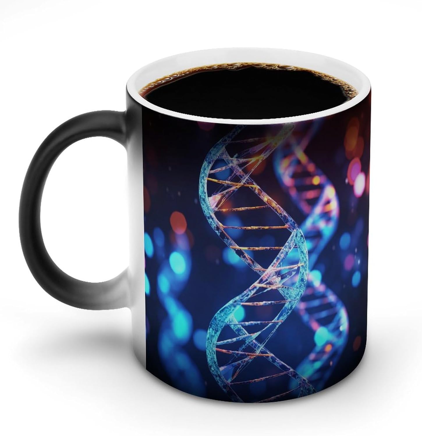 Color Changing Mug DNA Genetic Helix Printed Ceramic Coffee Mug Heat Changing Sensitive Mug Magic Heat Changing Coffee Mug Novelty Coffee Mugs