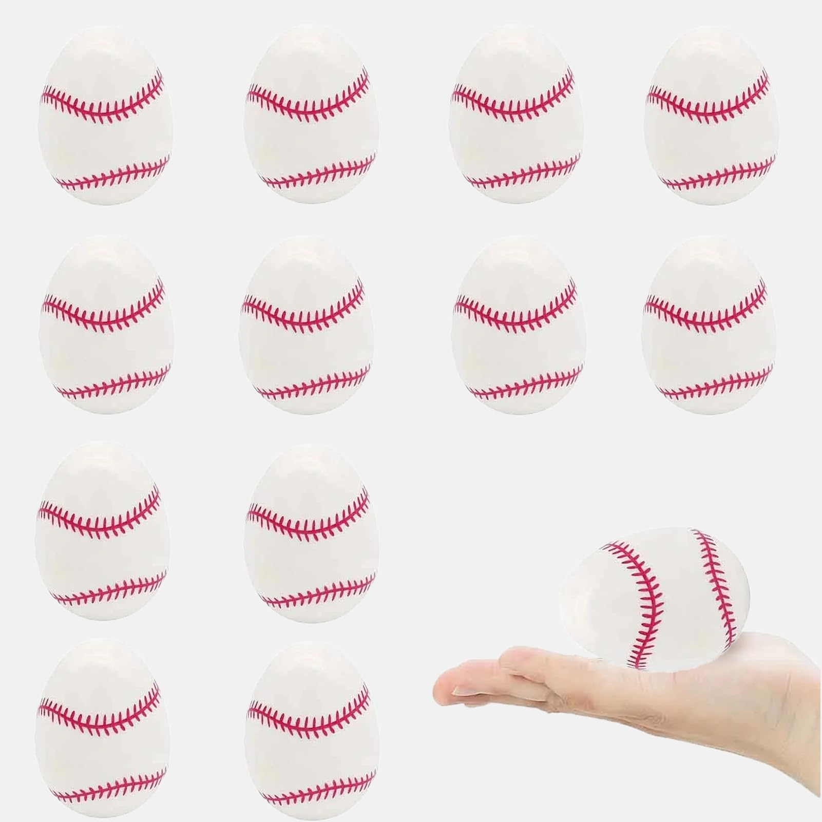 Animacoser White 12 Pcs Baseball Easter Egg Fillable Baseball Easter Basket Stuffers Empty Plastic Softball Filled Easter Eggs