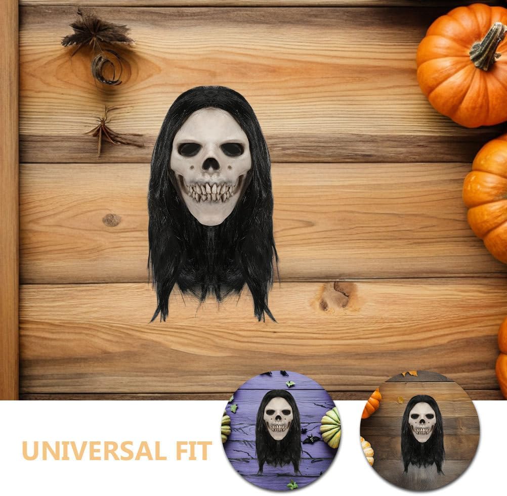 Ciieeo Ghost Skull Mask: Halloween Skeleton Mask Detailed Latex Skull Headgear with Moving Jaw for Cosplay Horror Parties and Haunted House Adventures