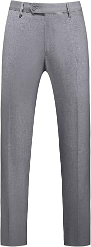 UNINUKOO Mens Dress Pants Slim Fit Solid Color Skinny Trousers Classic Business Casual Wedding Suit Pants