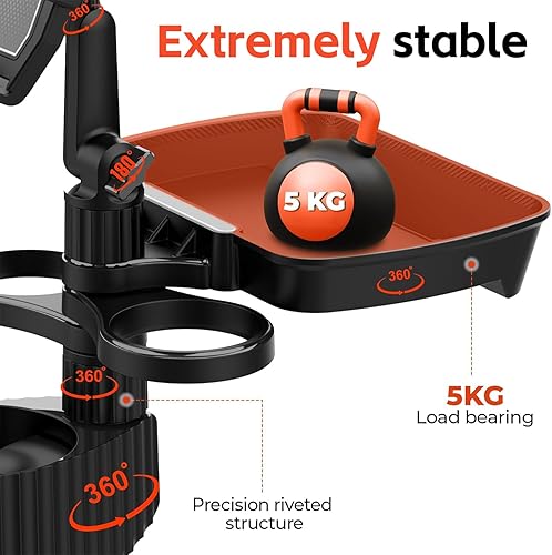 Miniatura 6 de Expansor de portavasos para automóvil, bandeja universal 6 en 1 compatible con 2.3 a 3.6 pulgadas, multitaza con bandeja grande para alimentos,