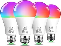 UCB Smart Light Bulbs 130W Equivalent, Alexa Bluetooth Color Changing LED, 16M RGBWW Music Sync DIY, 1300LM A19 E26 4Pack No WiFi