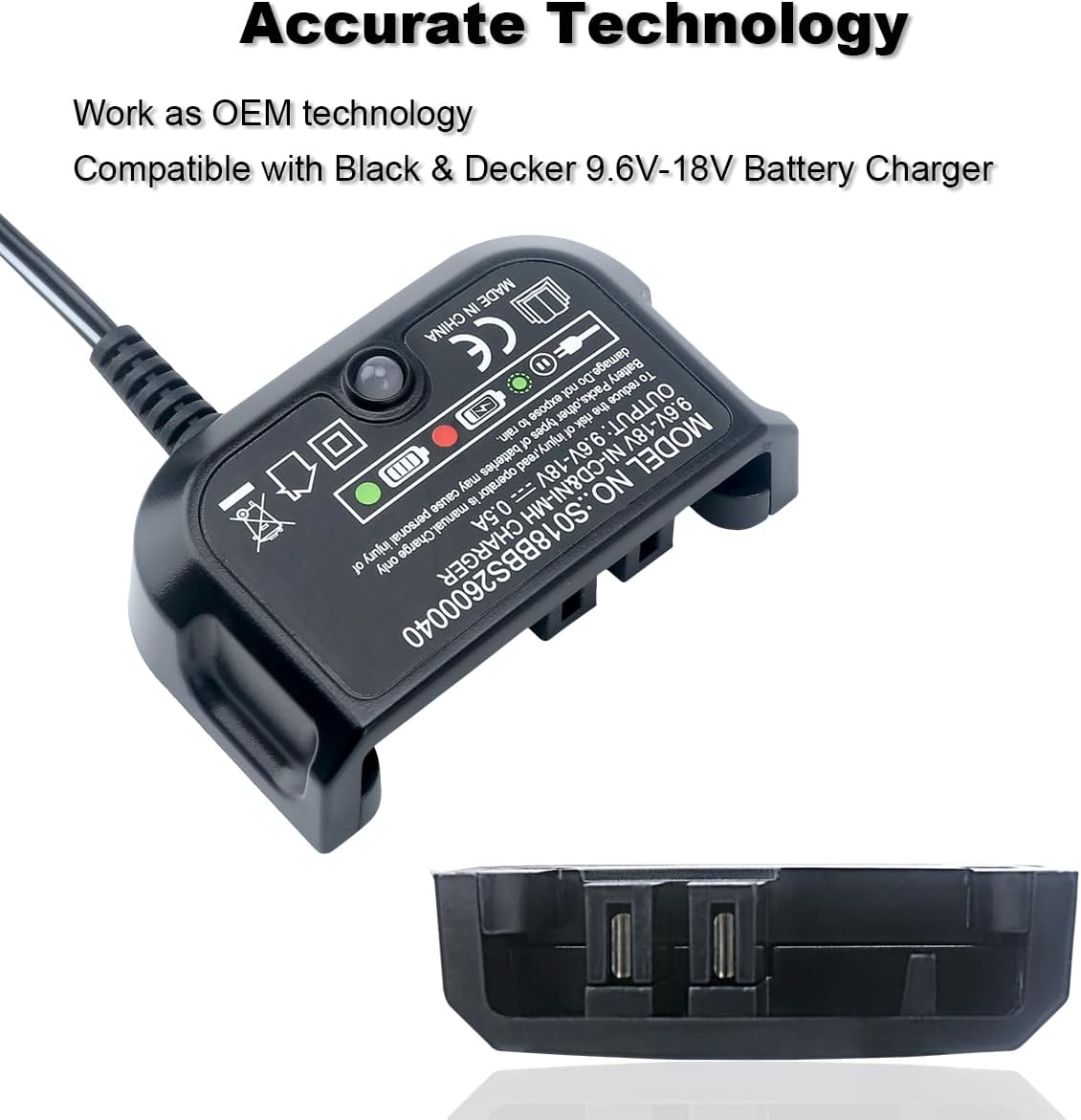 Biswaye 9.6V-18V Multi Volt Battery Charger Compatible with Black & Decker 18V 14.4V 12V 9.6V NiCD NiMH Battery HPB18-OPE HPB18 HPB14 HPB12 HPB96 244760-00 A1718 FS18FL FSB18