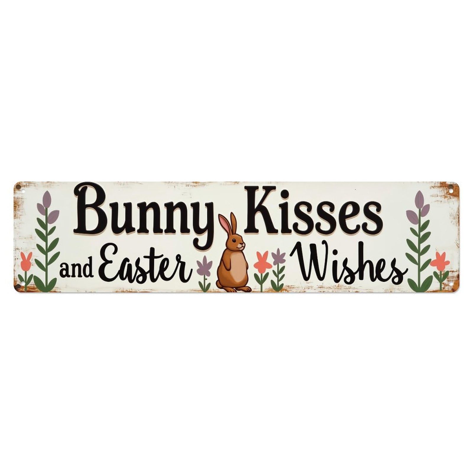 Bunny Kisses And Easter Wishes Metal Tin Sign Plaque