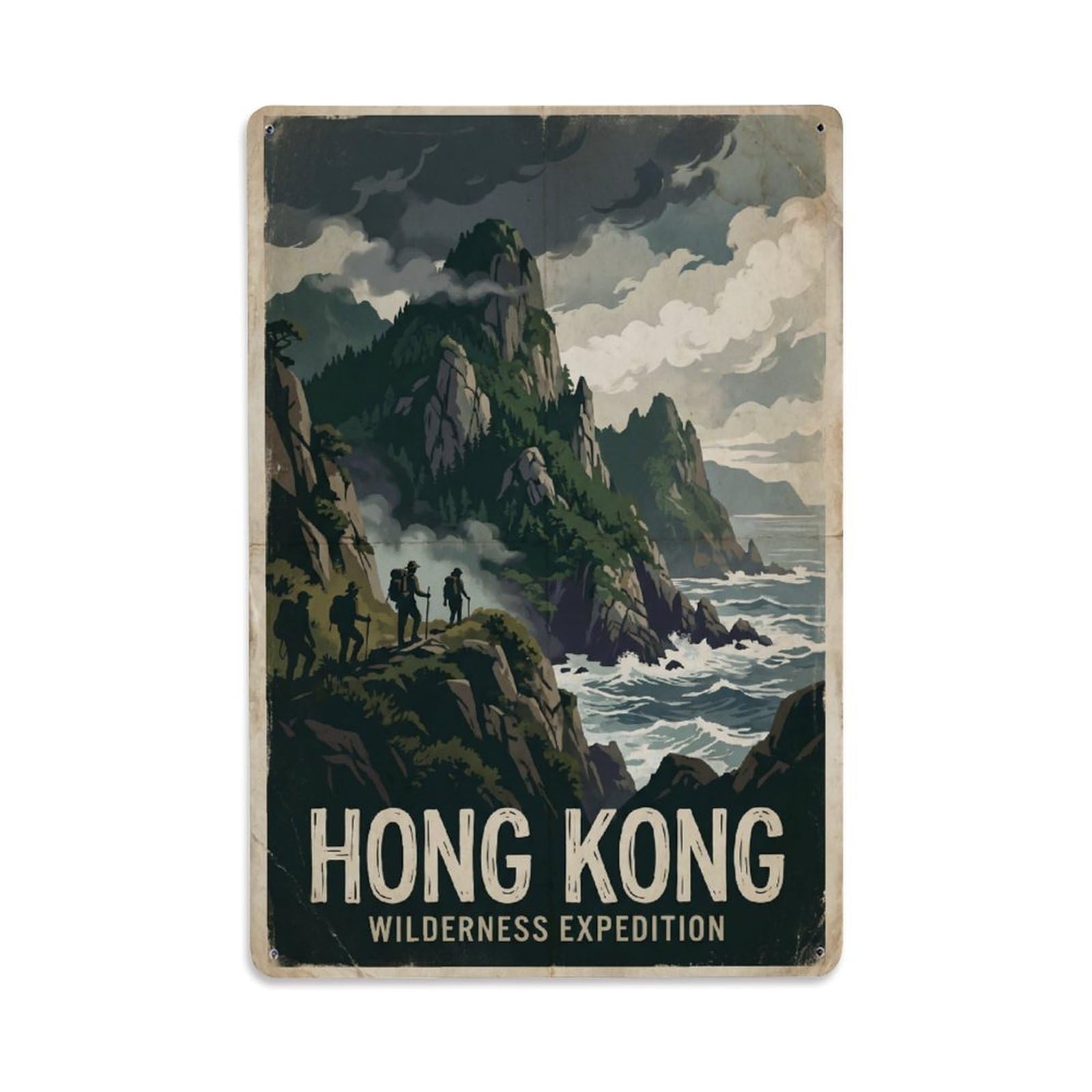 Huiyhb 8X12inch(20X30cm) Vintage Travel Hong Kong Wilderness Metal Tin Sign