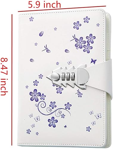 Vista 2 de Diario personalizado A5 de piel sintética con bloqueo de contraseña, diario con cerradura de combinación para niñas y niños (estilo 3)
