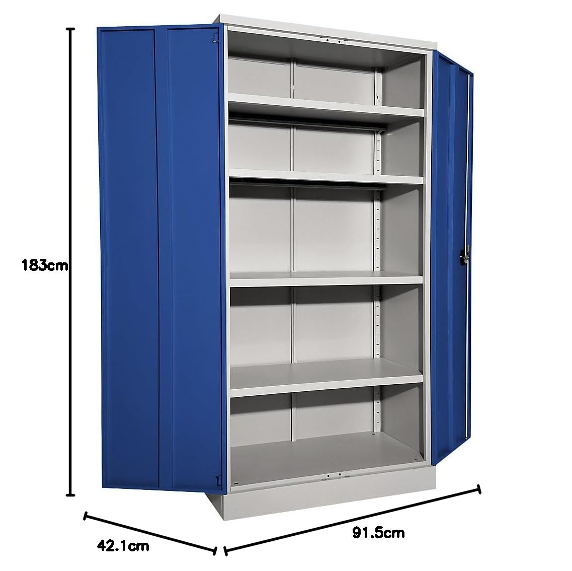 EUROKRAFT | Armoire métallique Nilas | avec 4 tablettes | h x l x p 1830 x 915 x 421 mm | Gris Clair/Bleu Gentiane