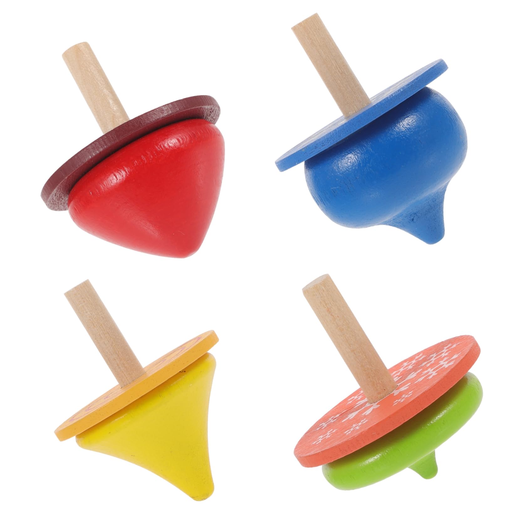 CORHAD Educational Boys and Girls Toys 4pcs Wooden Spinning Tops Handmade Toys for Boys Girls Cognitive Development