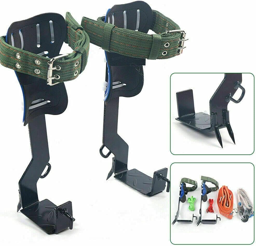 Tree Climbing Set, Tree Climbing Tool (Two-Gear)+Rope+Safety Protective Belt+Foot Straps+Ankle Straps, for Mountaineering Indoor Climbing Rock Climbing Outward Band (US Stock)