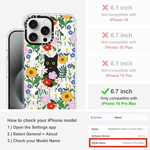 Miniatura 2 de MOSNOVO Buffertech - Funda compatible con iPhone 15 Pro Max, impacto de caída de 6.6 pies, tecnología antidesprendimiento, funda transparente de