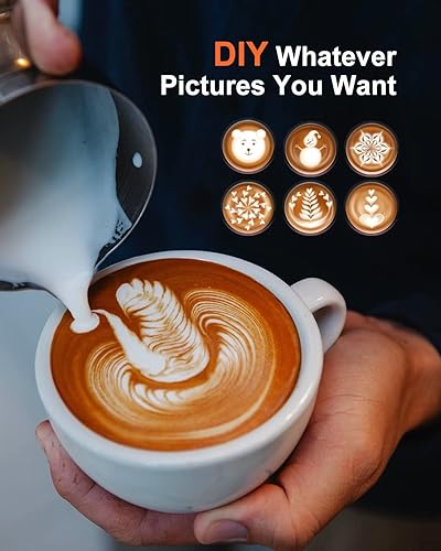 Miniatura 2 de Jarra de espuma de leche de acero inoxidable de 20 onzas, medidas en ambos lados, accesorios para máquina de espresso, taza de arte latte con mango