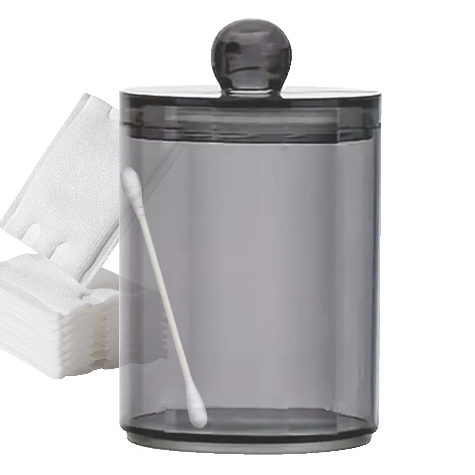 Zvn Zojne Black Cotton Swab Dispenser - Cotton Swab Box With Lid | Clear Cotton Swab Pads Holder | Cotton Buds Ball Dispenser | Cosmetic Cotton Storage Box | Bathroom Containers Canister Organizer