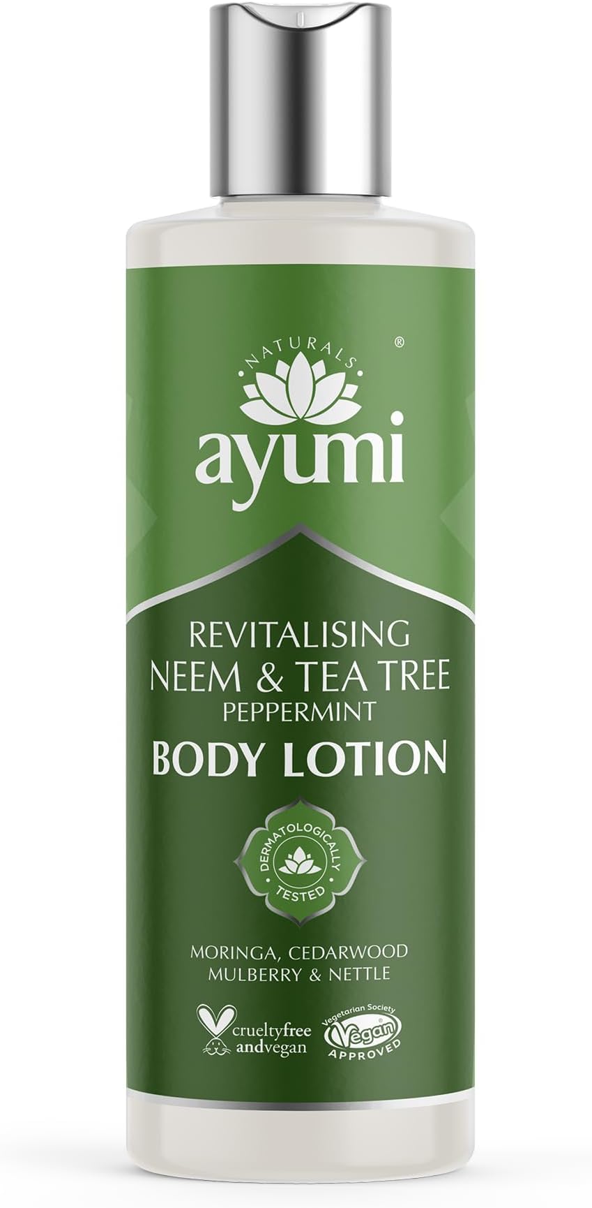 Neem & Tea Tree Body Lotion | Oil Control Moisturiser for Oily Skin | Acne Cream with Witch Hazel | Nettle Leaf Hand Cream to Soothe Irritation | Body Moisturiser for Men & Women | 1 x 250ml