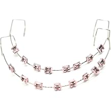 1 Pack Temporary Tooth Decoration with Metal Wires,Metal Bracket and Orthodontic Ligature Ties,Props for Dental Students to Practice and Orthodontist Explain Pink
