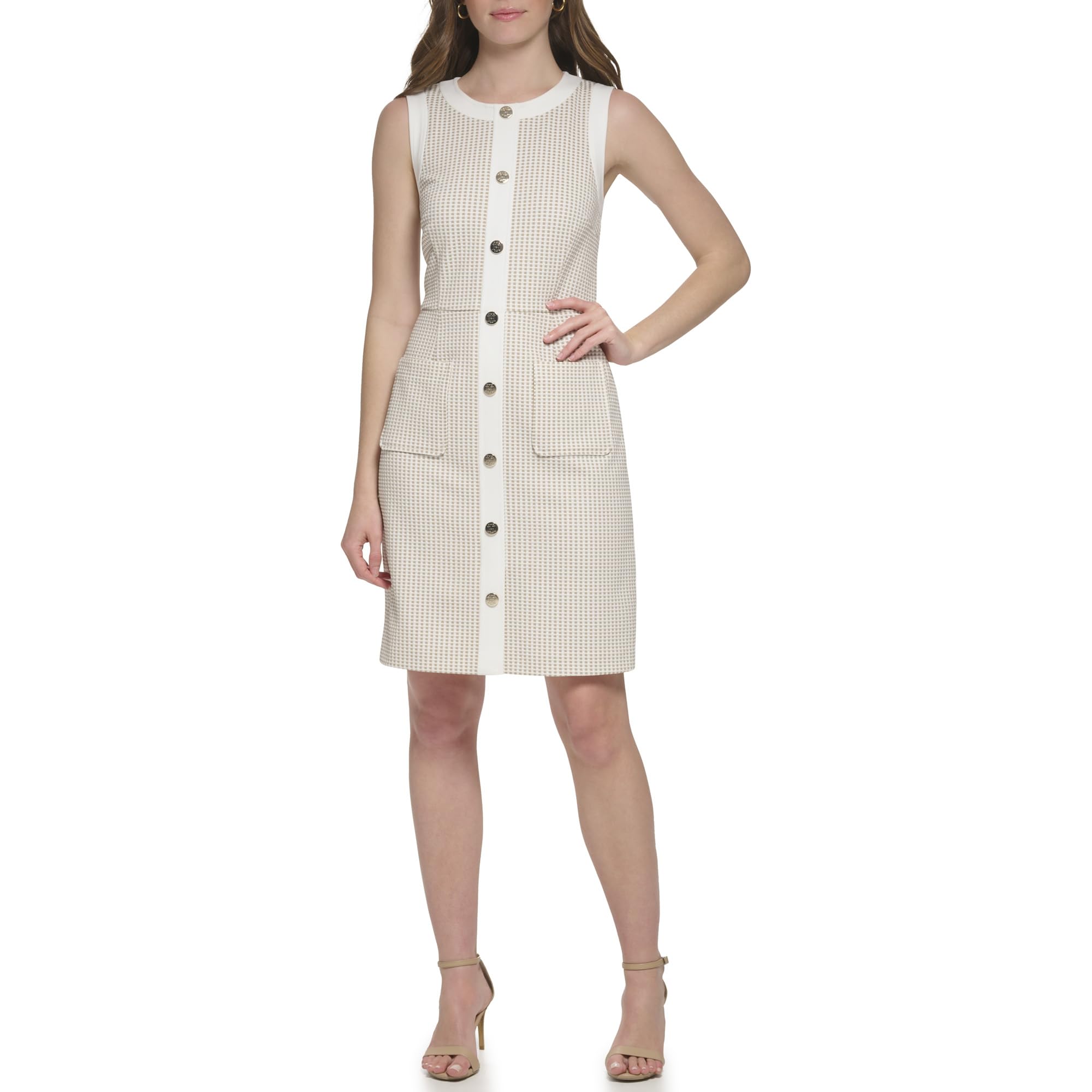 Tommy Hilfiger Mini Houndstooth Knit Dress Vestito, Avorio/Cachi, 42 Donna  : Amazon.it: Moda