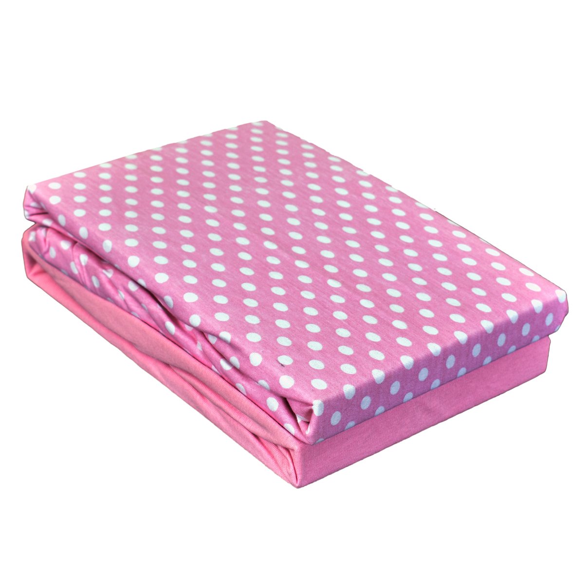 Dudu N Girlie Travel Cot Jersey Cotton Sheets (Pack of 2), 95x65cm - T-Shirt Soft 4-Way Stretch, Snug Fit Breathable Mattress Cover - Pink