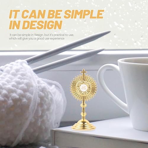 Miniatura 9 de EXCEART Juego de crucifijos de metal de pie de 2 piezas con base, decoración religiosa católica, estatua de cruz de Jesús para el hogar, altar,