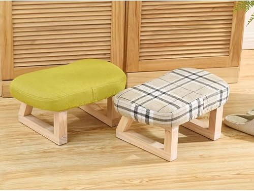 Miniatura 7 de Banco otomano pequeño de madera maciza, taburete rectangular con patas de madera, asiento acolchado moderno, taburete bajo, taburete para sala de