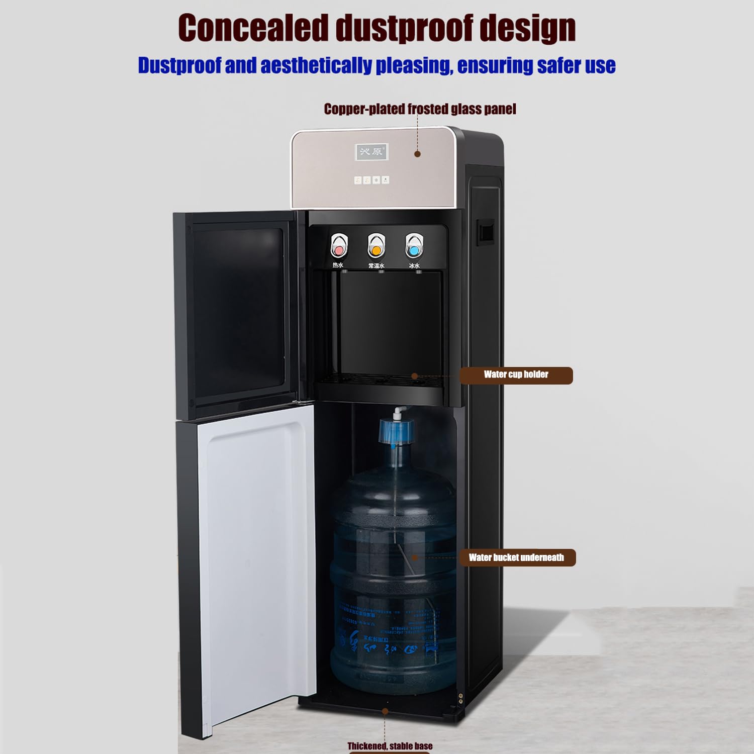 Dispensador De Enfriador De Agua Vertical Dispensador De Agua De Carga Inferior con Dispensador De Agua Caliente/fría/Tibia para El Hogar Oficina Café Té Bar Dormitorio,A2,95.5CMX30CM