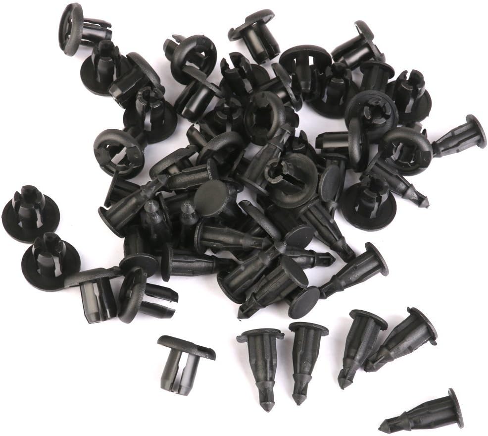 QELEC Nylon Push-Type Rivet Bumper Fender Clips for Honda 91503-sz3-003 (Black)- 50pcs (50)