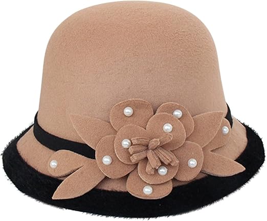 Chapeau Cloche Pour Femme - Style Rétro, Forme Ronde - En Faux Lainage - Pour Automne/hiver - Taille Unique (56-58 Cm)