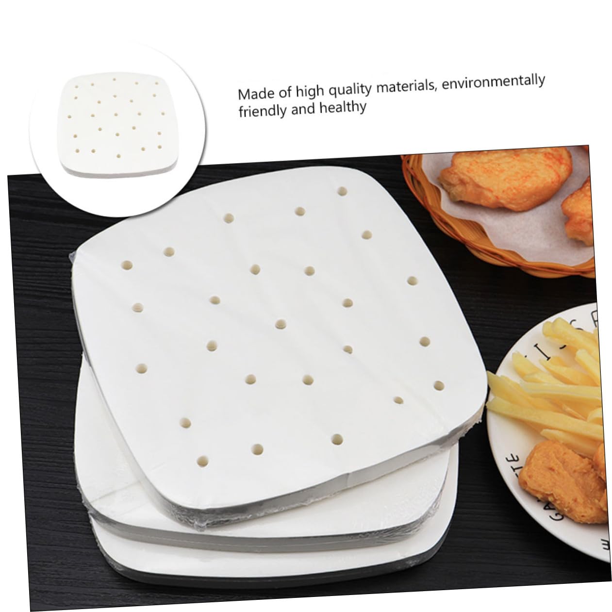 Airfryer Einlage 400 Stück Weißes Papier mit Drainlöchern
