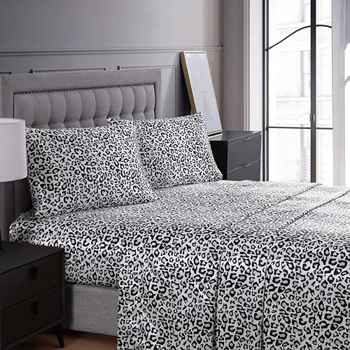 Beatrice Home Fashions 100% Polyester Satin Pillowcase 2-Pack, Snow Leopard