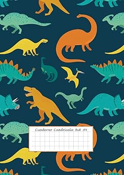 Cuaderno Cuadrícula 8x8 A4: 100 páginas - Libreta de Dinosaurios - Cuaderno Cuadriculado 8mm - Libreta Infantil Niño