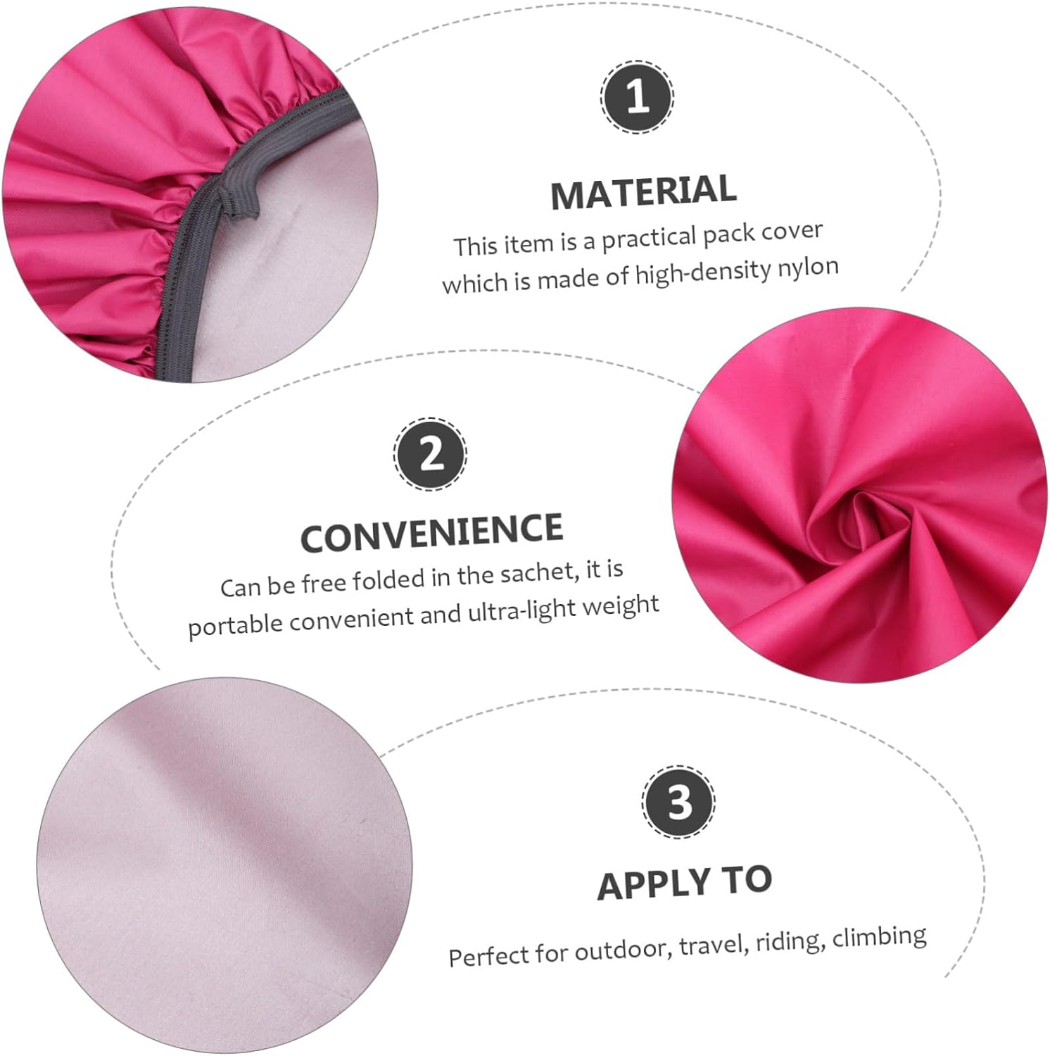 Backpack Rain Cover Rucksack Rainproof Pack Protector with Elastic Fit Lightweight Outdoor Bag Cover for Hiking Travel Riding Climbing Rose Red