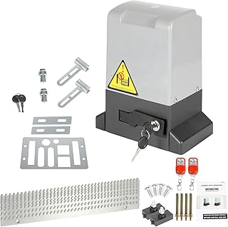 Schiebetorantrieb automatischer Toröffner bis 1600 kg, 12M Schiebetor Hoftorantrieb, garagentorantrieb Elektrischer, mit 2 Fernbedienung
