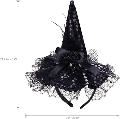 Miniatura 2 de Diadema sombrero de bruja, disfraz de hechicero para fiesta de Halloween (negro)