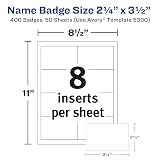 Avery Customizable Name Badge Inserts, 2.25" x 3.5", White, 400 Printable Name Tag Inserts (5390) – view 5