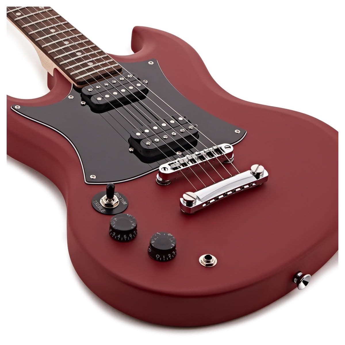 Chitarra Elettrica Brooklyn per Mancini + Ampli 15W, Rossa | Ampli Portatile con EQ 2 Bande e Uscita Cuffie, Manico Comodo e Corpo Leggero, Set Completo di Accessori Incluso