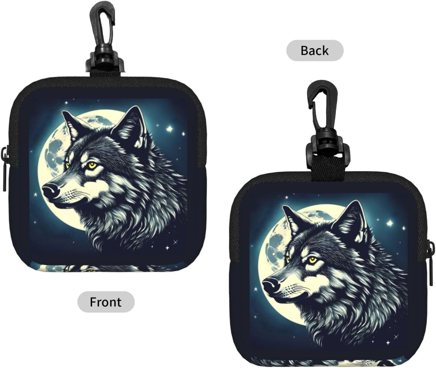 Wolf Night Moon Print Versatile Square Storage Bag Travel Organizer Pouch Toiletry Home Office Gift image 2