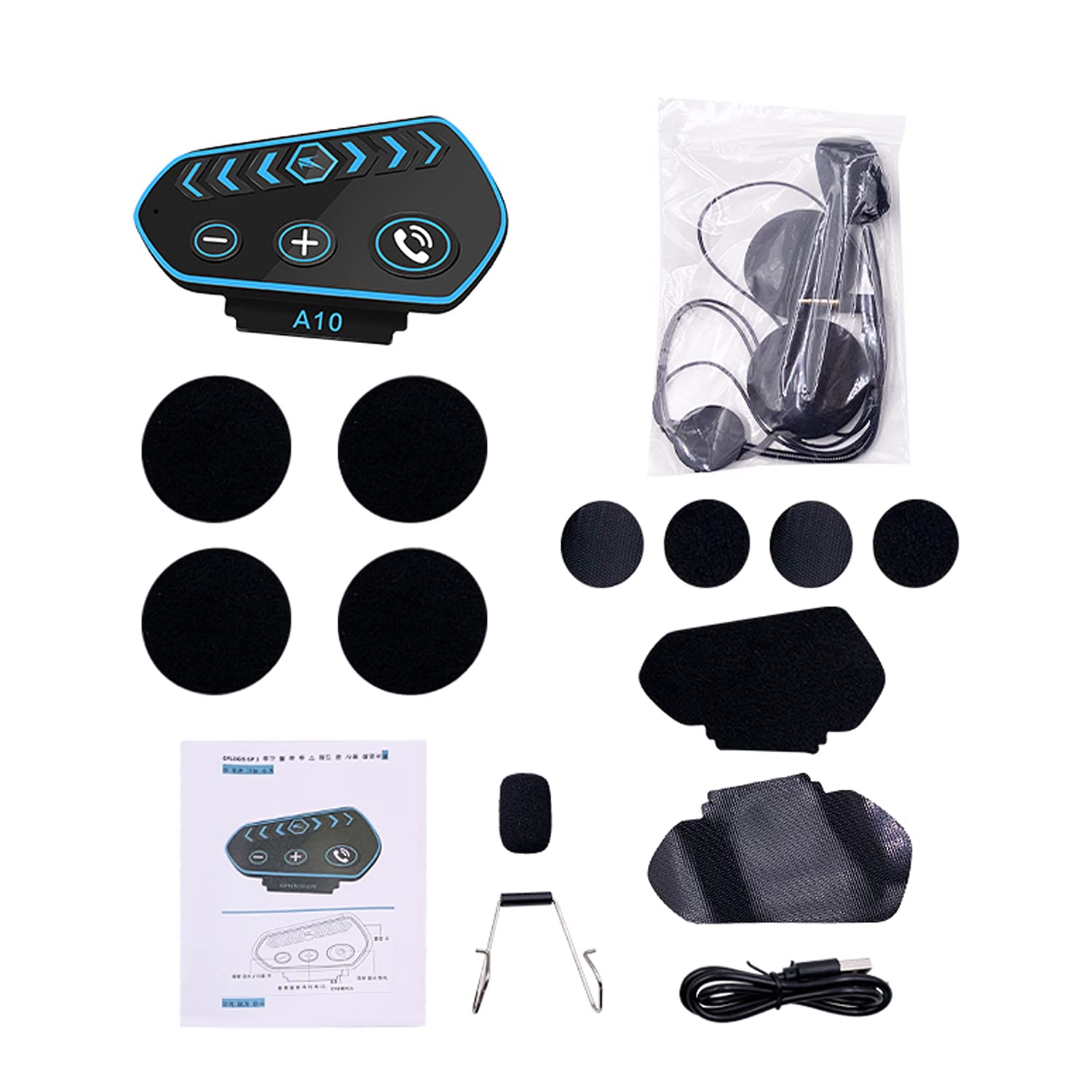 Beyi - Auriculares Inalámbricos Bluetooth para Moto, Intercomunicador Manos Libres, Bluetooth 5.0, Control de Llamadas, Escuchar Música, Cortavientos y Antiinterferencia, Botón Grande con Luz