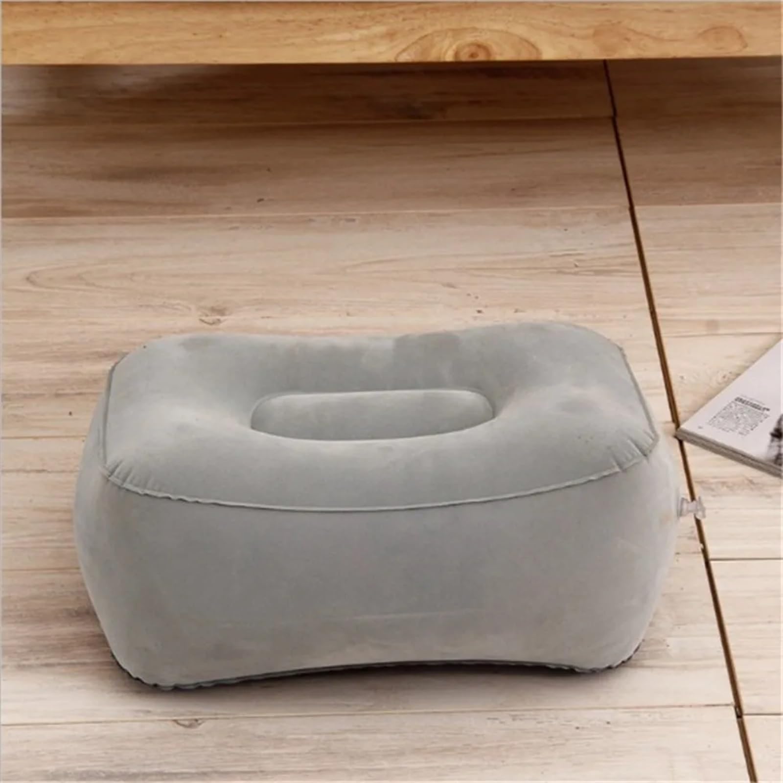 Poggiapiedi da ufficio, Cuscino gonfiabile for poggiapiedi in PVC for viaggi aerei, ufficio, casa, sotto la scrivania, in grigio/blu-grigio(Grey)